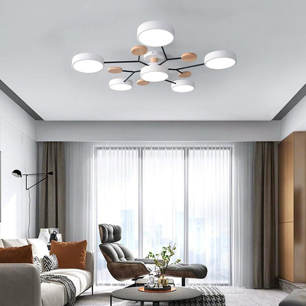 White 4-Light Artistic Adjustable LED Semi Flush Mount Ceiling Light