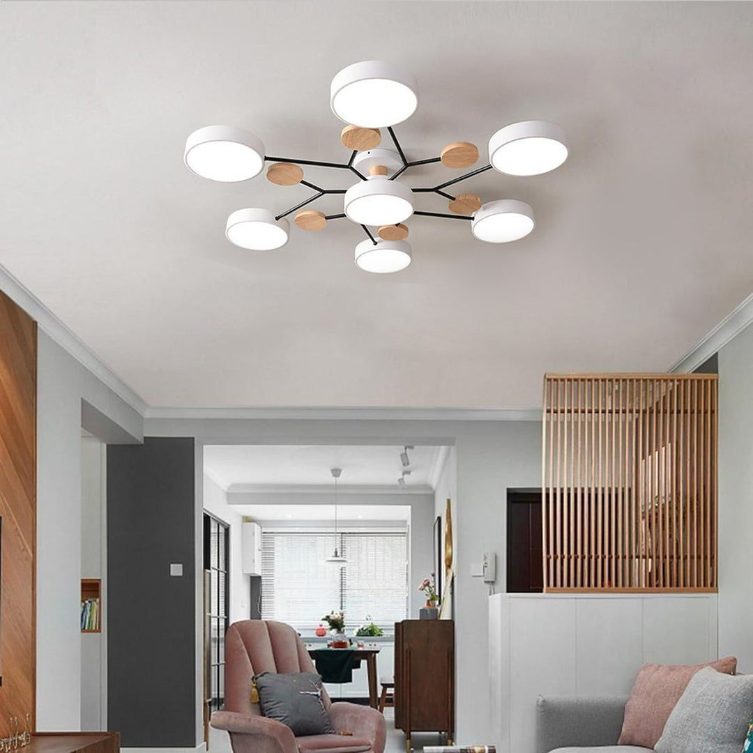 White 4-Light Artistic Adjustable LED Semi Flush Mount Ceiling Light