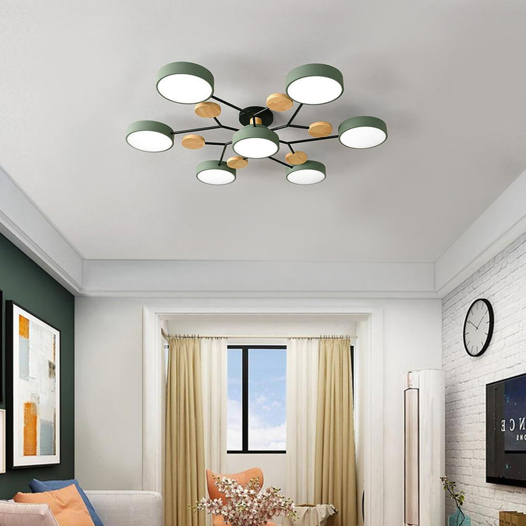 White 4-Light Artistic Adjustable LED Semi Flush Mount Ceiling Light