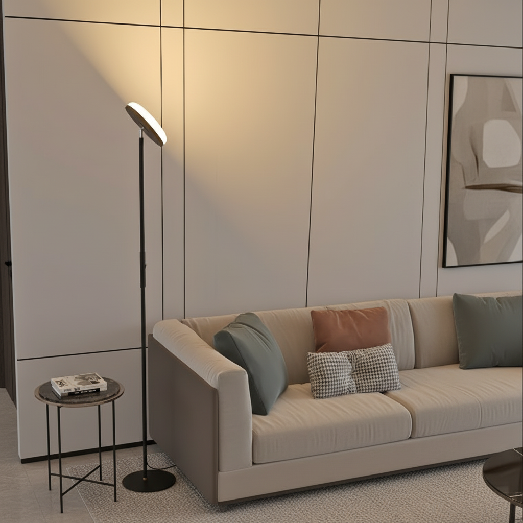 White 6000K Geometric Uplight Adjustable Downlight Reading Floor Lamp
