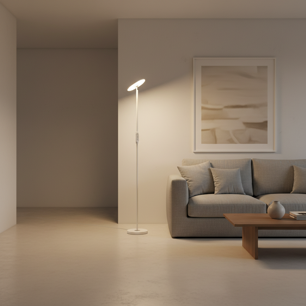 White 6000K Geometric Uplight Adjustable Downlight Reading Floor Lamp