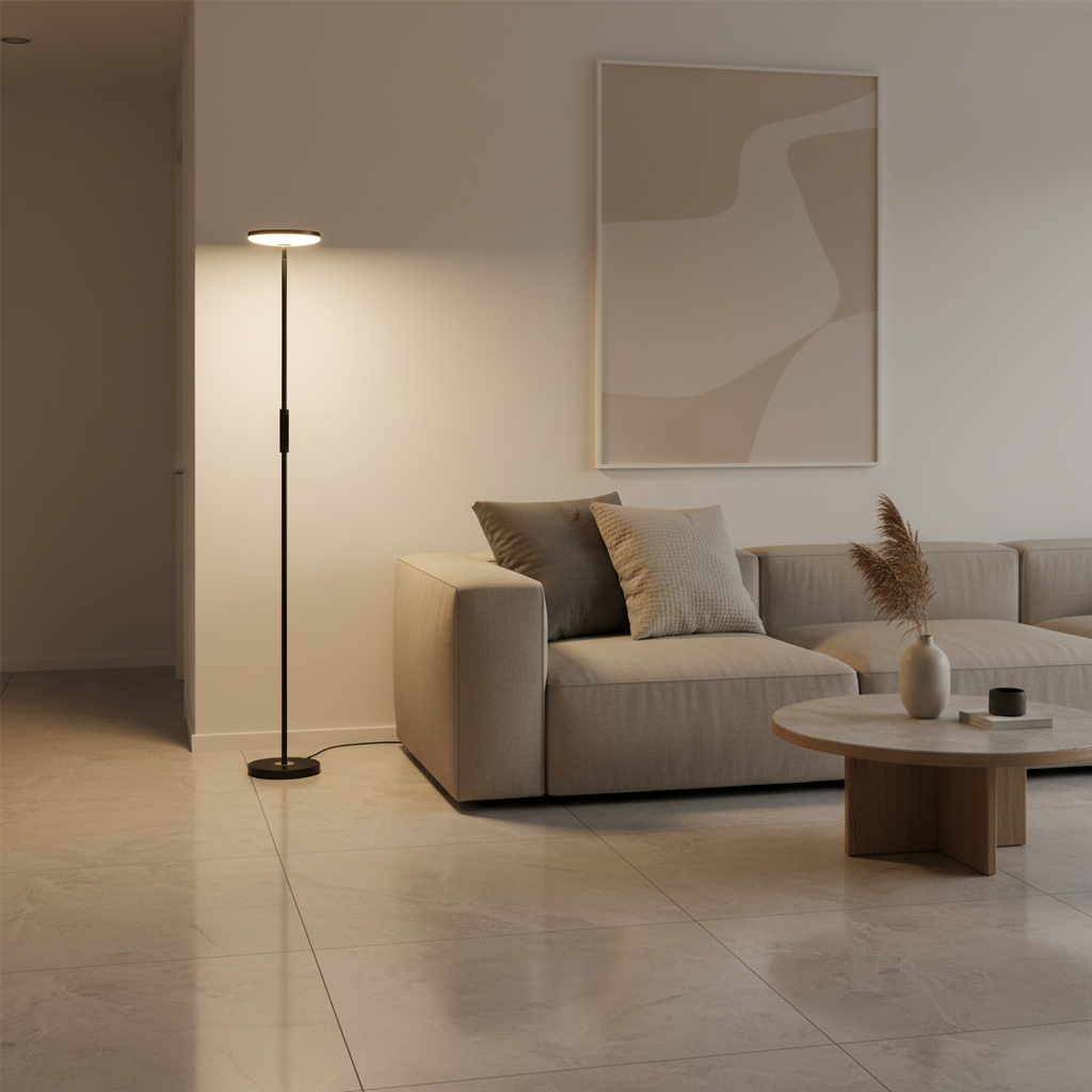 White 6000K Geometric Uplight Adjustable Downlight Reading Floor Lamp