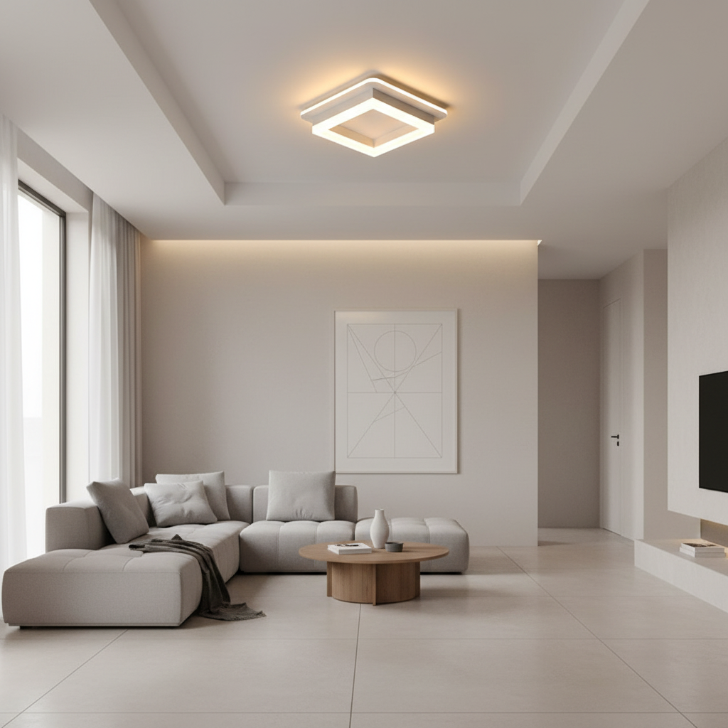 White Adjustable Colour Temperature LED Flush Mount Ceiling Light