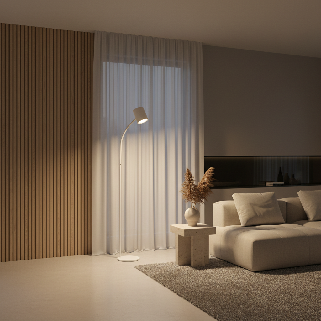 White Adjustable Dimmable Touch Plug-In Reading Floor Lamp — Modern