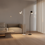 White Adjustable Dimmable Touch Plug-In Reading Floor Lamp — Modern