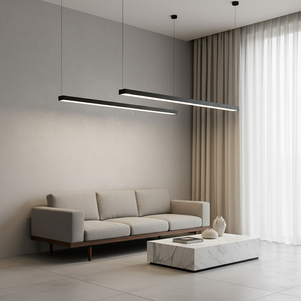 White Aluminium Cool White LED Pendant Light — Commercial Kitchen Ceiling