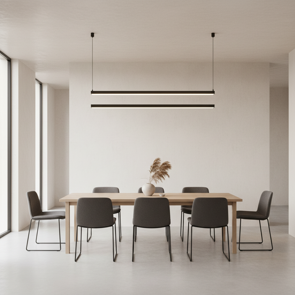 White Aluminium Cool White LED Pendant Light — Commercial Kitchen Ceiling