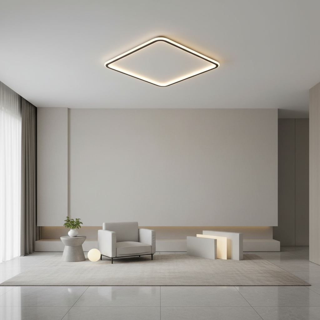 White Aluminium Dimmable LED Flush Mount Ceiling Light — Contemporary