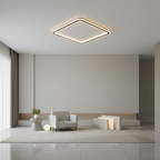 White Aluminium Dimmable LED Flush Mount Ceiling Light — Contemporary