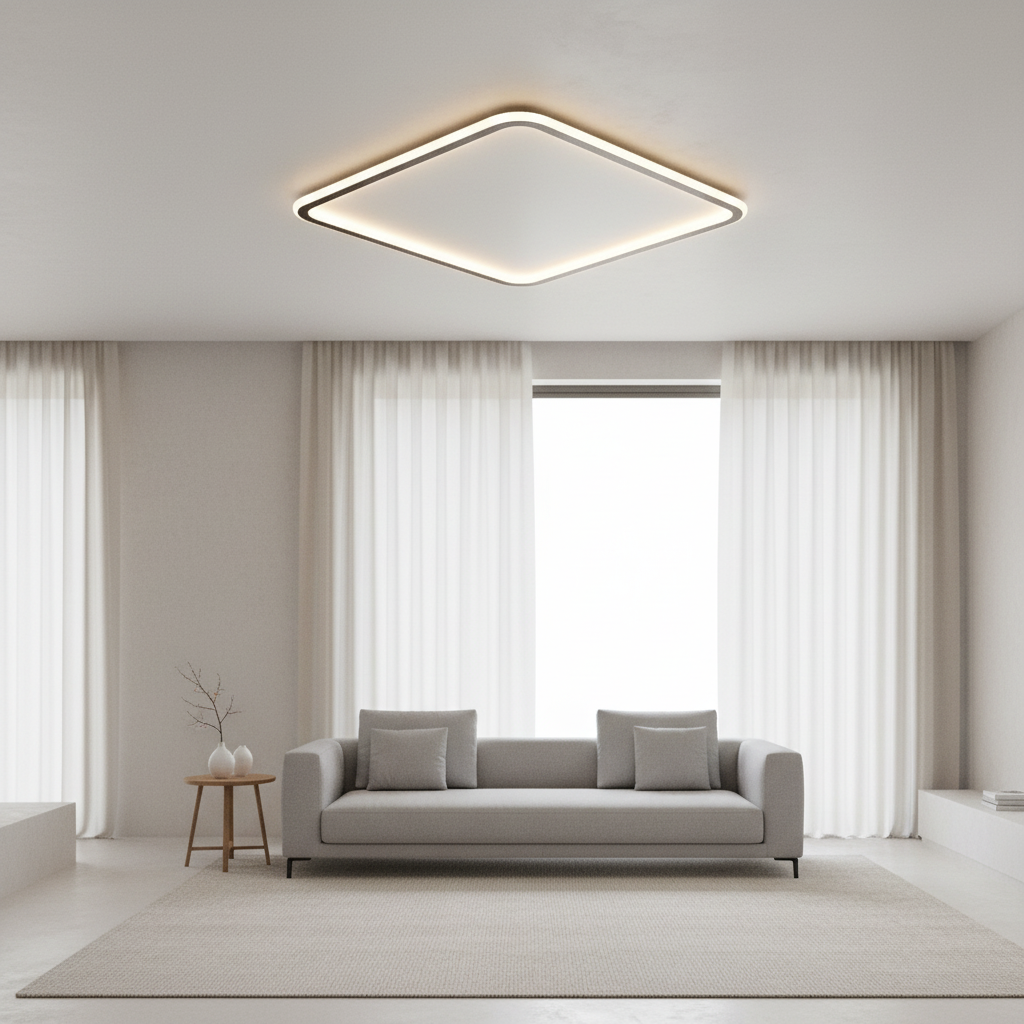 White Aluminium Dimmable LED Flush Mount Ceiling Light — Contemporary