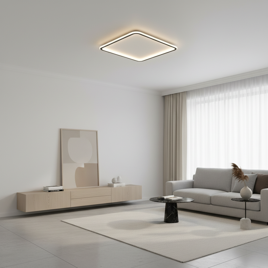 White Aluminium Dimmable LED Flush Mount Ceiling Light — Contemporary