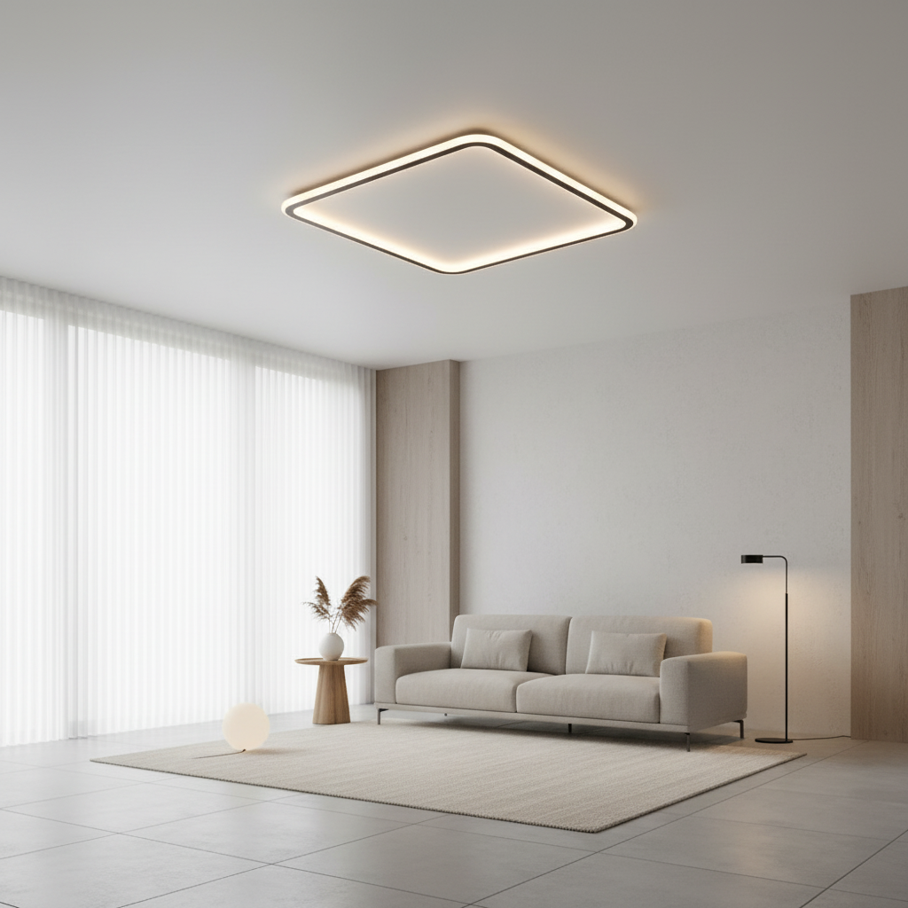 White Aluminium Dimmable LED Flush Mount Ceiling Light — Contemporary