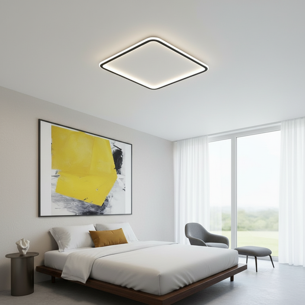 White Aluminium Dimmable LED Flush Mount Ceiling Light — Contemporary