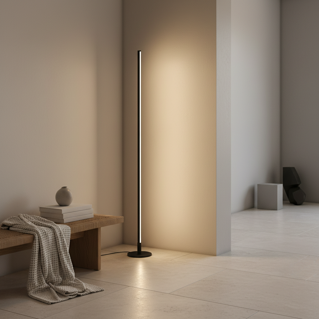 White Aluminium Minimalist Ambient Standing LED Floor Lamp — Modern