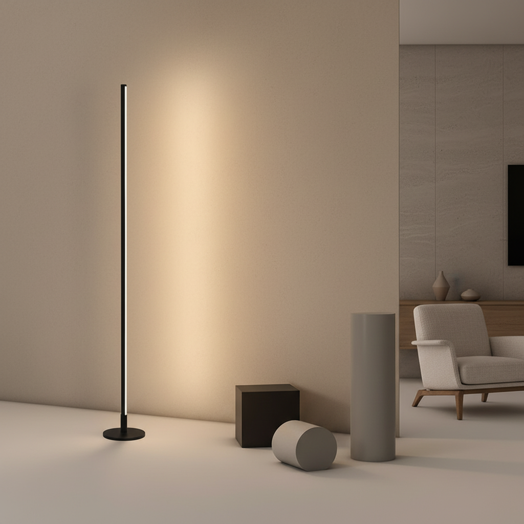 White Aluminium Minimalist Ambient Standing LED Floor Lamp — Modern