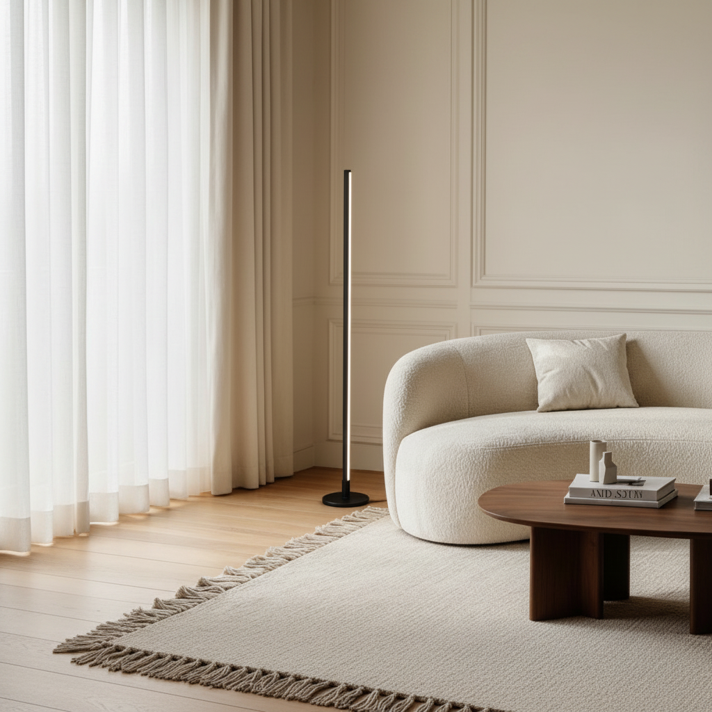 White Aluminium Minimalist Ambient Standing LED Floor Lamp — Modern