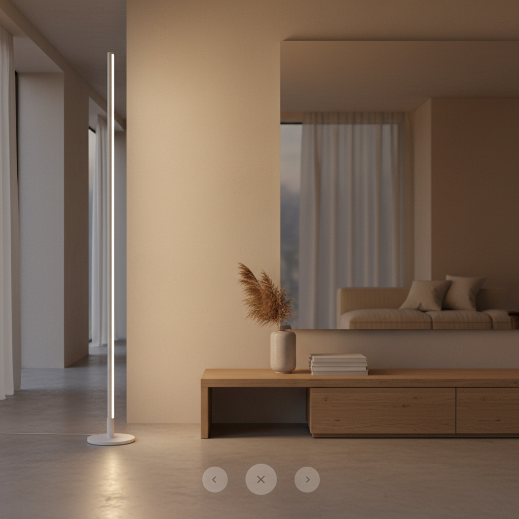 White Aluminium Minimalist Ambient Standing LED Floor Lamp — Modern