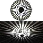 White Aluminium Sunburst LED Flush Mount Ceiling Light — Contemporary