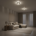 White Aluminium Sunburst LED Flush Mount Ceiling Light — Contemporary