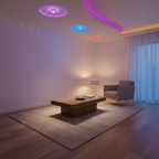 White Aluminium Sunburst LED Flush Mount Ceiling Light — Contemporary