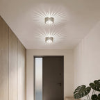White Aluminium Sunburst LED Flush Mount Ceiling Light — Contemporary
