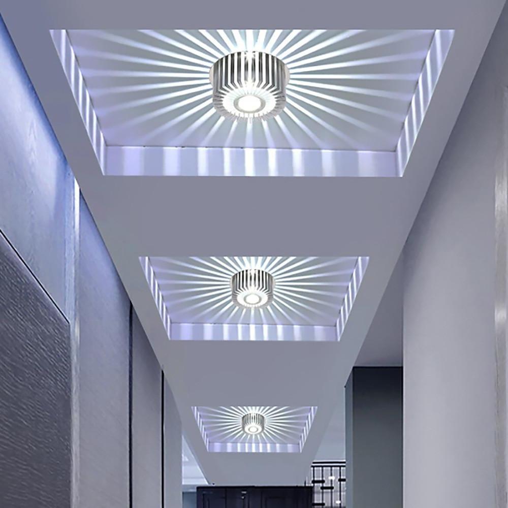 White Aluminium Sunburst LED Flush Mount Ceiling Light — Contemporary
