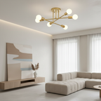 White Artistic Geometric LED Semi Flush Mount Ceiling Light — Contemporary