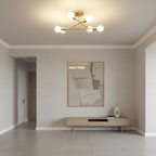 White Artistic Geometric LED Semi Flush Mount Ceiling Light — Contemporary