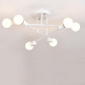 White Artistic Geometric LED Semi Flush Mount Ceiling Light — Contemporary