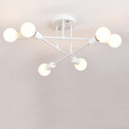 White Artistic Geometric LED Semi Flush Mount Ceiling Light — Contemporary