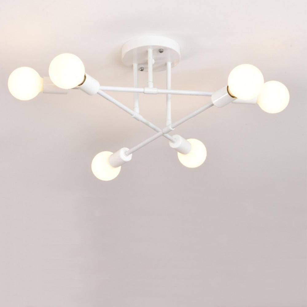 White Artistic Geometric LED Semi Flush Mount Ceiling Light — Contemporary