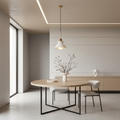 White Cement Mini Industrial Pendant Light — Minimalist Dining Room