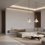 White Cement Mini Industrial Pendant Light — Minimalist Dining Room