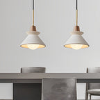 White Cement Mini Industrial Pendant Light — Minimalist Dining Room
