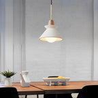 White Cement Mini Industrial Pendant Light — Minimalist Dining Room