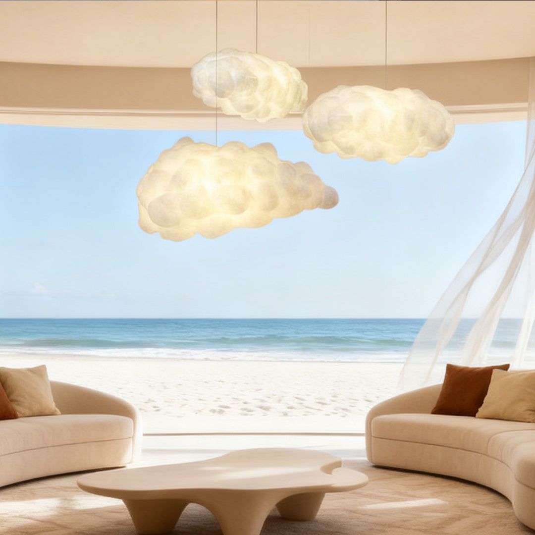 White Cloud Fabric E26 Pendant Light — Artistic Modern Ceiling Hanging