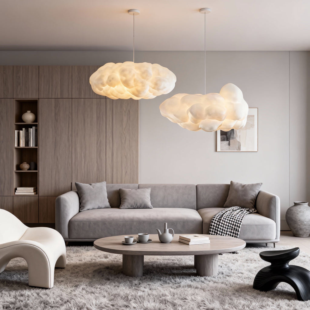White Cloud Fabric E26 Pendant Light — Artistic Modern Ceiling Hanging