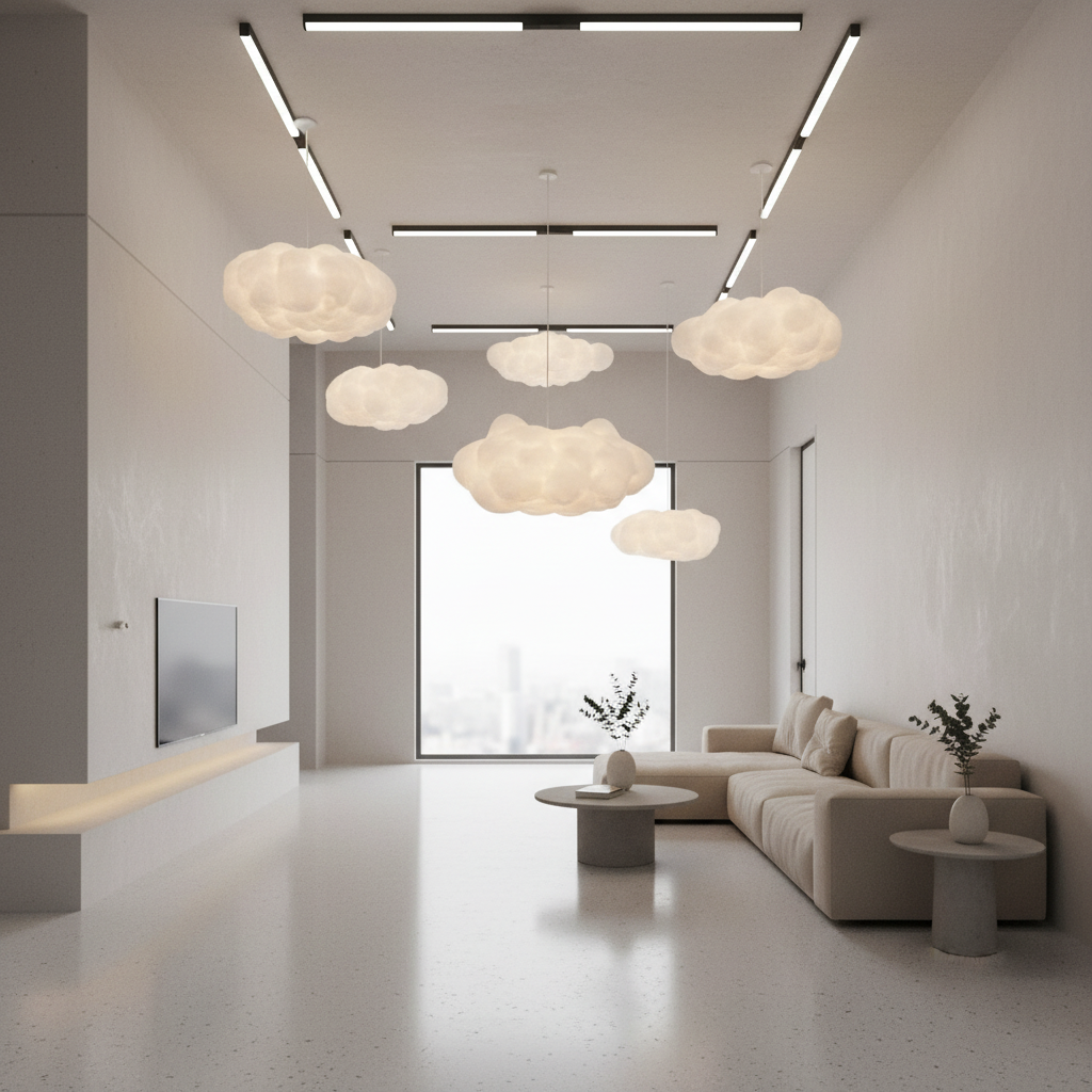 White Cloud Fabric E26 Pendant Light — Artistic Modern Ceiling Hanging