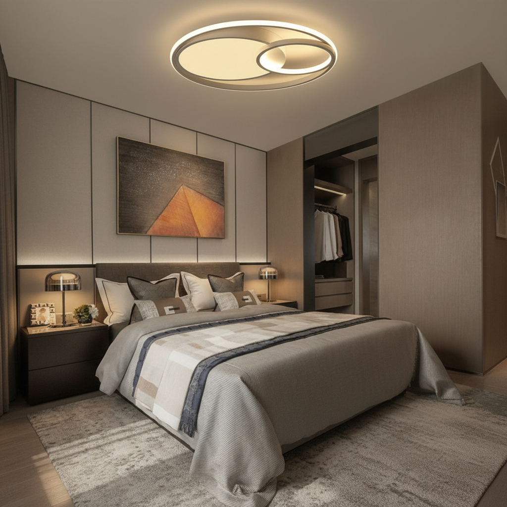 White Contemporary LED Flush Mount Ceiling Light — Kitchen Bedroom