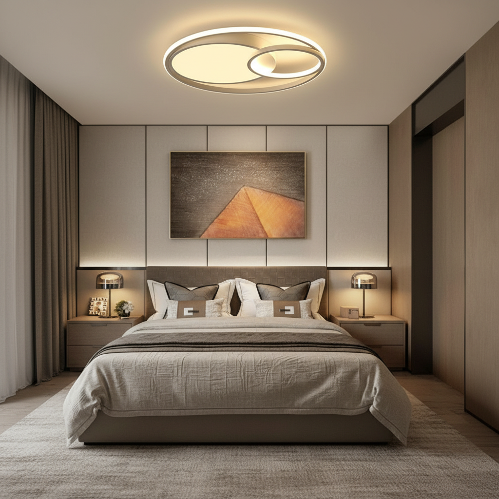 White Contemporary LED Flush Mount Ceiling Light — Kitchen Bedroom