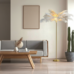 White Feather Shade Gold Iron Glamorous Accent Luxury Floor Lamp