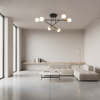 White Gold 6-Light Adjustable Arm Dimmable Flush Mount Ceiling Light