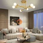 White Gold 6-Light Adjustable Arm Dimmable Flush Mount Ceiling Light