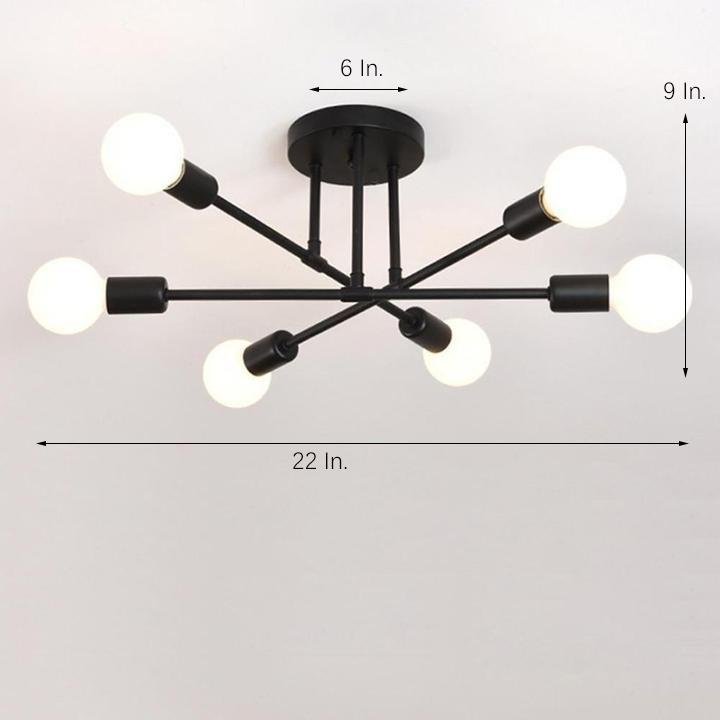 White Gold 6-Light Adjustable Arm Dimmable Flush Mount Ceiling Light