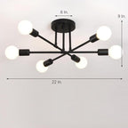 White Gold 6-Light Adjustable Arm Dimmable Flush Mount Ceiling Light