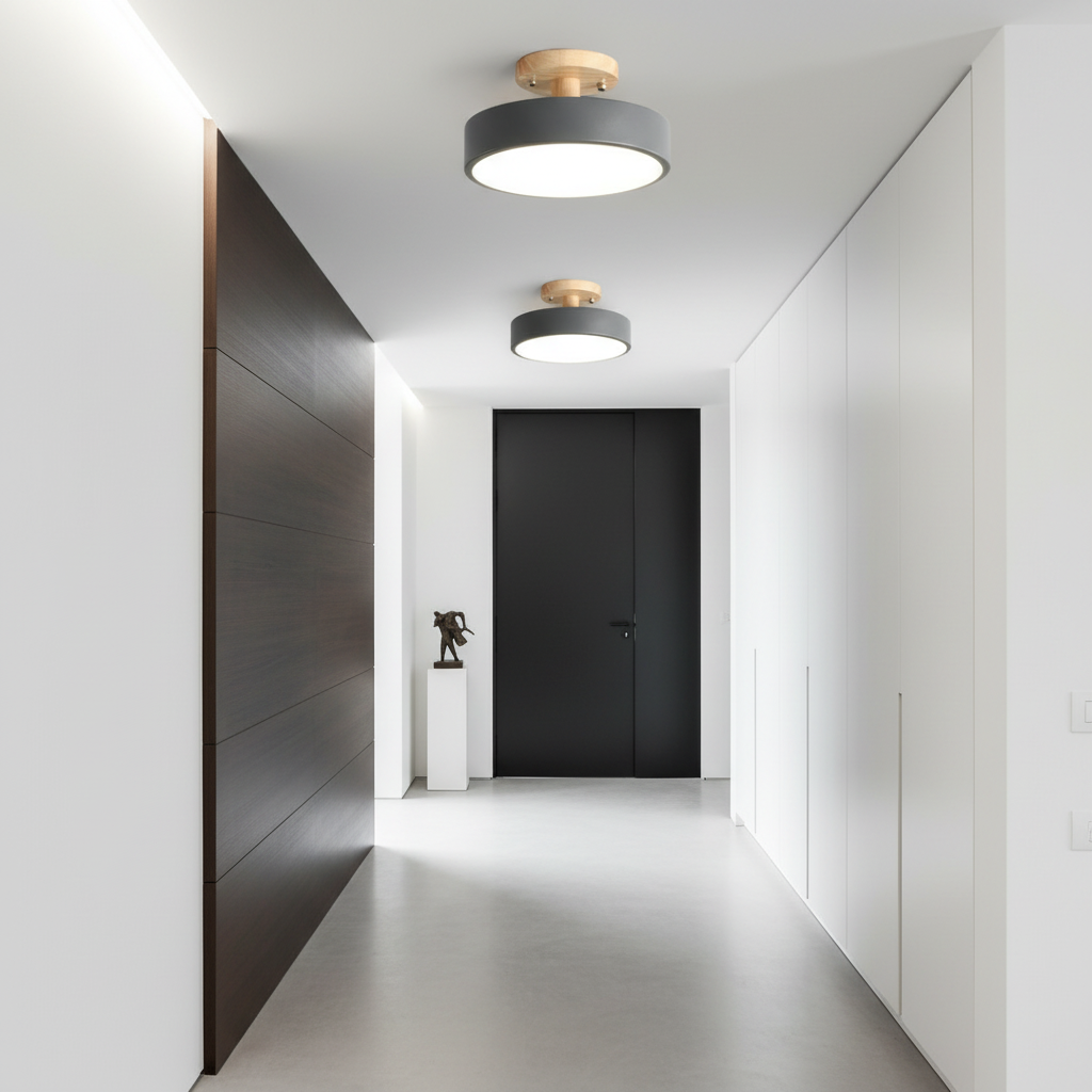 White Minimalist Dimmable LED Flush Mount Ceiling Light — Modern Indoor