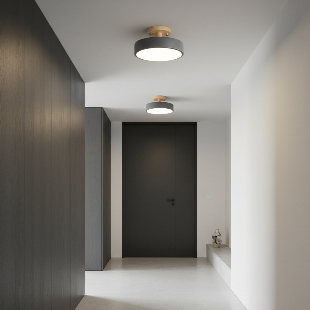 White Minimalist Dimmable LED Flush Mount Ceiling Light — Modern Indoor
