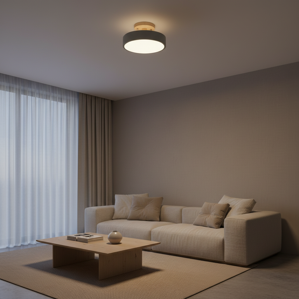 White Minimalist Dimmable LED Flush Mount Ceiling Light — Modern Indoor