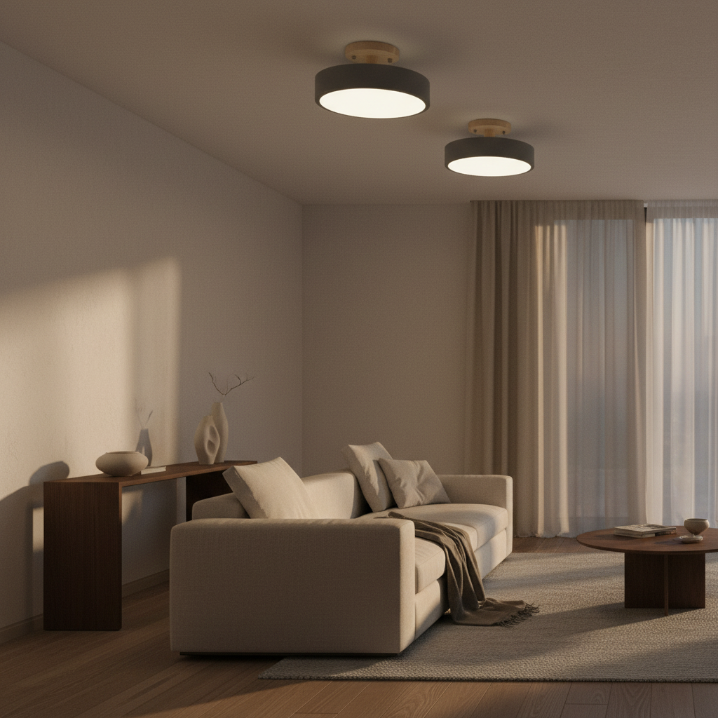 White Minimalist Dimmable LED Flush Mount Ceiling Light — Modern Indoor