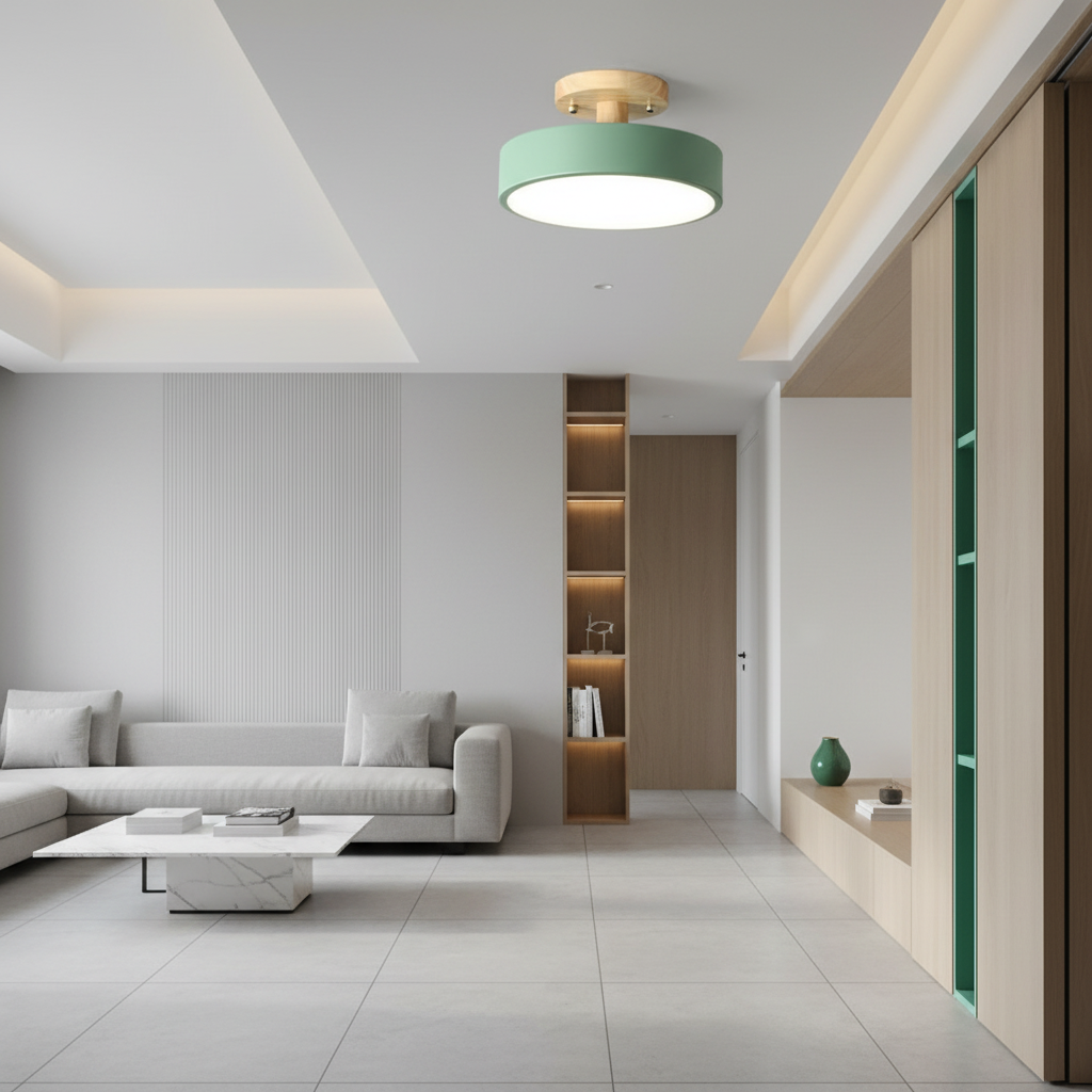 White Minimalist Dimmable LED Flush Mount Ceiling Light — Modern Indoor